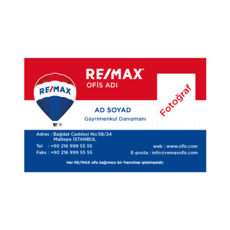 Kendin Tasarla - REMAX GAYRİMENKUL DANIŞMANI - Tek Yüz Renkli Baskı - Mat Selefonlu (1000 adet)